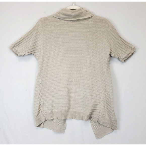 Ann Taylor Linen Blend Open Cardigan Women MP Lightweight Short Sleeve Beige - Picture 5 of 10